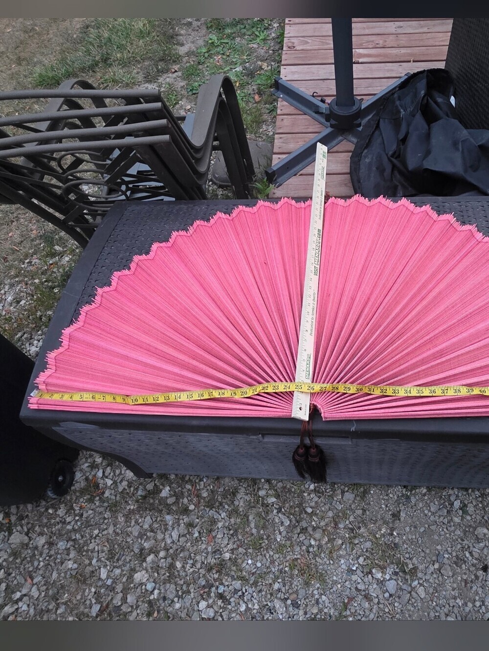 Bamboo Wall Fan Pink Woven Pleated Decor Boho Home Accent Asian - Picture 4 of 4